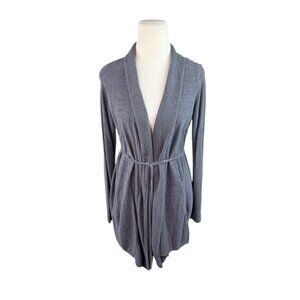 *Barefoot Dreams Cozychic Ultra Lite Cardigan Sweater Womens M Gray Belt Comfort